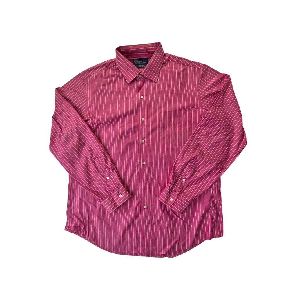 Polo Ralph Lauren Custom Philip Pink Striped Cotton Dress Shirt Mens XL